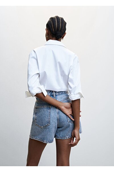 MANGO Woman Yüksek Belli Denim Şort