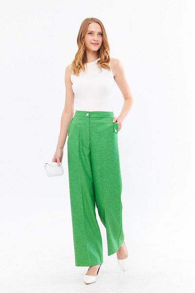 LOVELF Green Linen Trousers - Pocket Detailed
