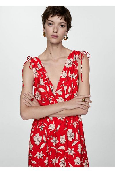 MANGO Woman Gemustertes langes KLEID
