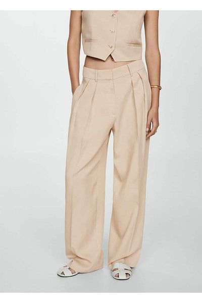 MANGO Woman Wideleg Lyocell Pants