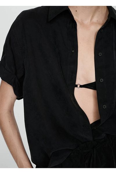 MANGO Woman Short Sleeve Cupro Shirt