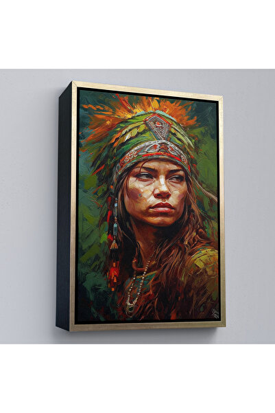 Oxyteez Tablou indiencă de fată frumoasă cu rame din lemn-7774