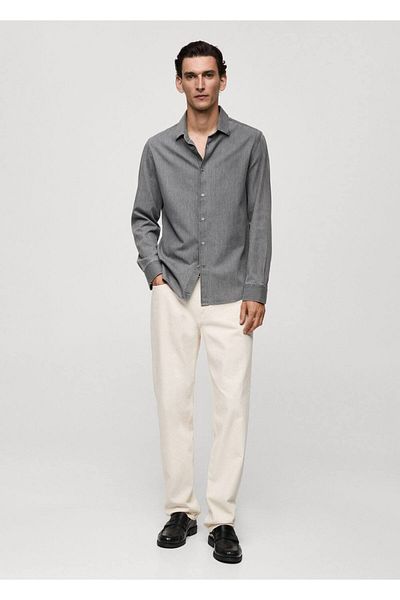 MANGO Man Cămașă din bumbac Chambray cu ajustare normală