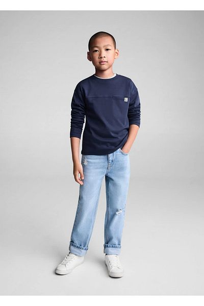 MANGO Kids Μακρυμάνικο βαμβακερό μπλουζάκι