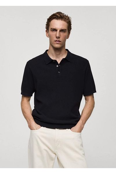 MANGO Man Geformtes Poloshirt aus dünner Strickware