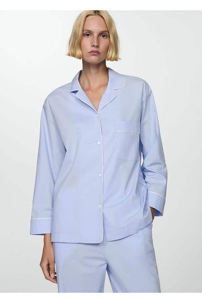 MANGO Woman Πουκάμισο πιτζάμα με λεπτομέρεια αντίθεσης