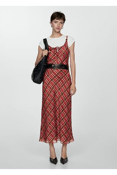 MANGO Woman Rochie lungă în carouri