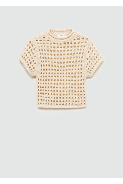 MANGO Woman Kısa Kollu Delikli Kazak