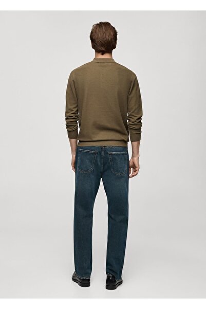 MANGO Man Uzun kollu kalıplı triko polo gömlek