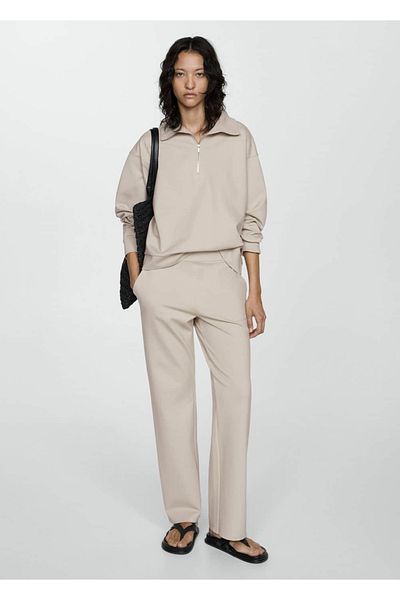 MANGO Woman High Collar Zipper Sweatshirt