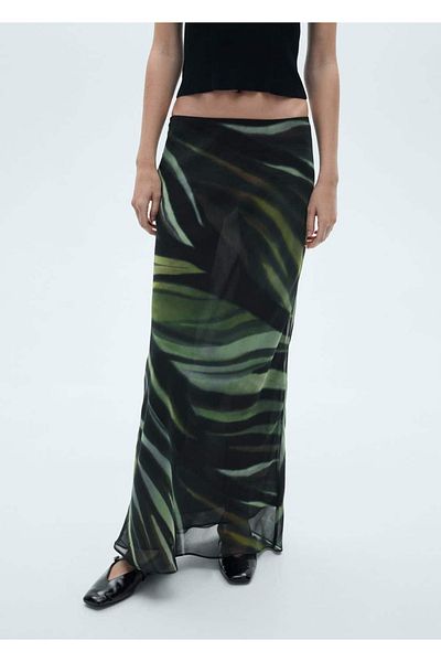 MANGO Woman Patterned Long Skirt