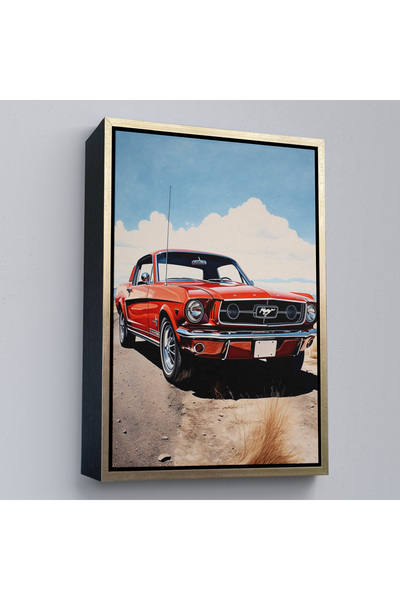 Oxyteez Pictură Mustang roșu cu cadru din lemn-7971