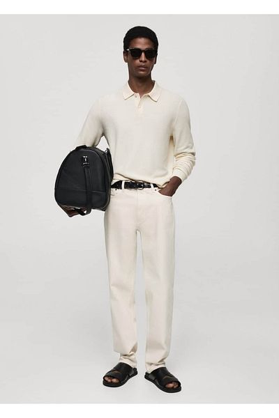 MANGO Man Langärmliges, geformtes Strick-Poloshirt