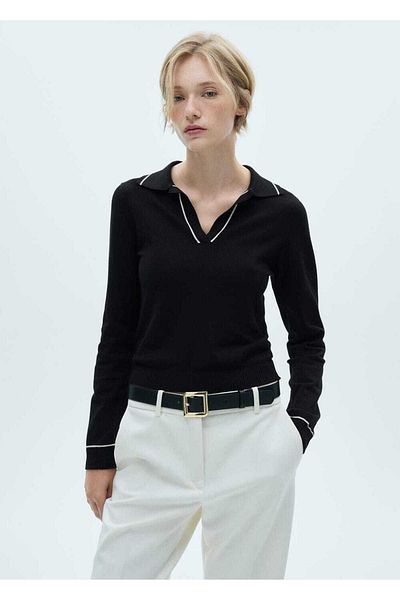 MANGO Woman Pulover cu gât polo