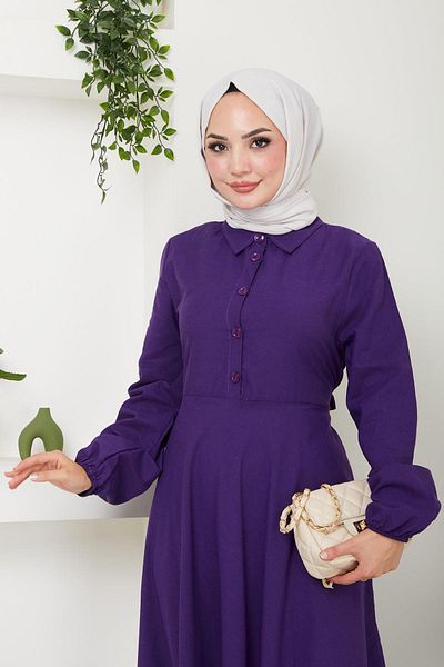 hafsamina Μωβ Ζώνη Φόρεμα Mevlana - HM2105