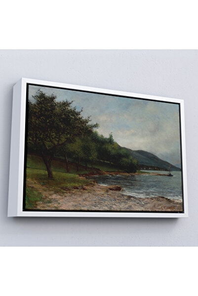 TAKI DERYASI Gustave Courbet cu cadru din lemn - Pictură Geneva pe coasta lacului-7092