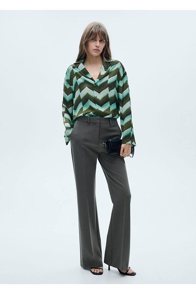 MANGO Woman Cămașă drapată cu model