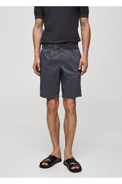 MANGO Man Pleated Cotton Bermuda Shorts