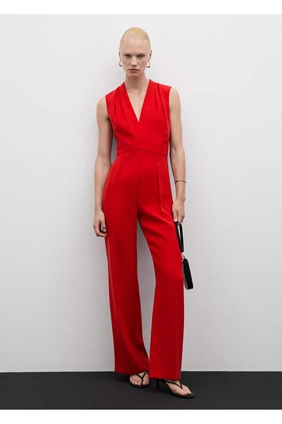 MANGO Woman Langer Overall mit Kreuzdetails