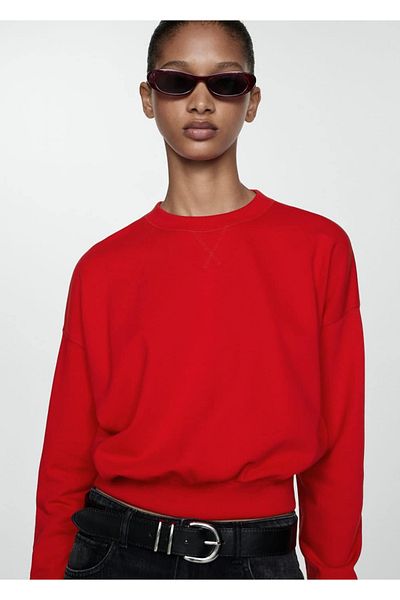 MANGO Woman Cotton Sweatshirt with Round Neck
