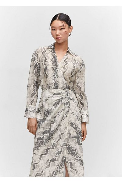 MANGO Woman Snake patterned lyocell dress