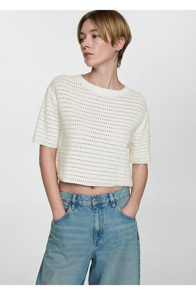MANGO Woman Openwork detailed knit sweater