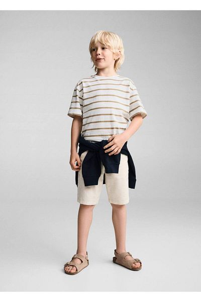 MANGO Kids Βαμβακερό ριγέ μπλουζάκι