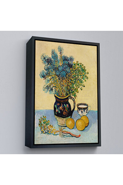 Oxyteez Natură moartă în cadru din lemn cu flori sălbatice pictură în stil ma...