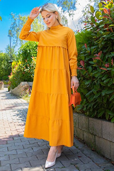 hafsamina Φόρεμα δαπέδου μουστάρδα