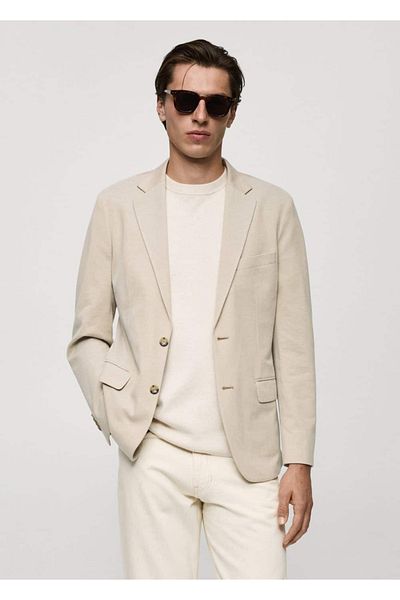 MANGO Man Slim-Fit Molded Cotton Blazer Jacket