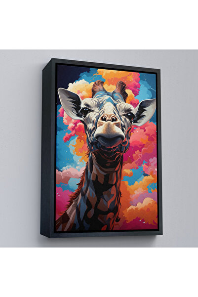 Oxyteez Tablou drăguț cu girafă cu cadru din lemn-7773