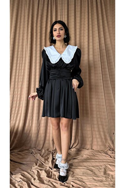 Elbee Fashion Woman Rochie neagră cu guler pentru bebeluși