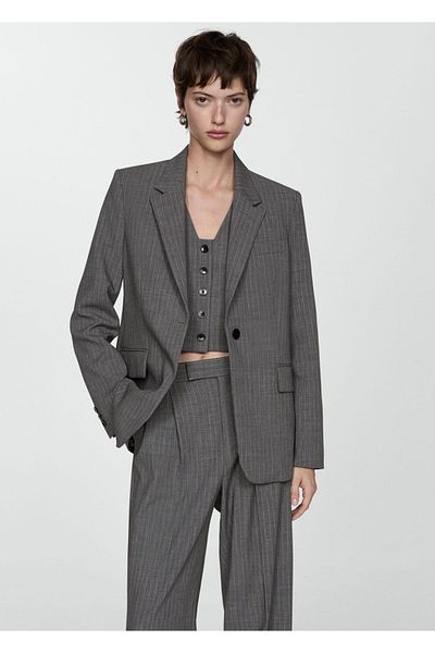 MANGO Woman Schmaler, gestreifter Blazer