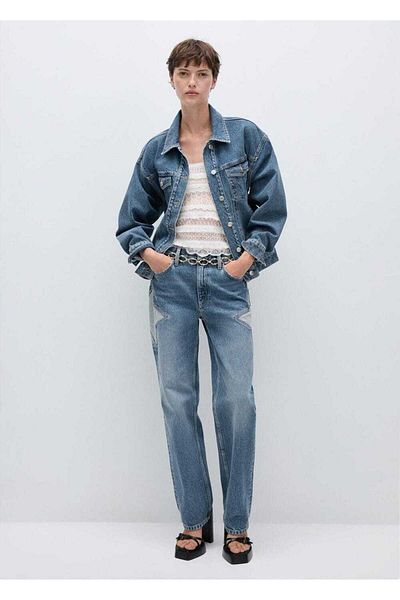 MANGO Woman Palton din denim stea