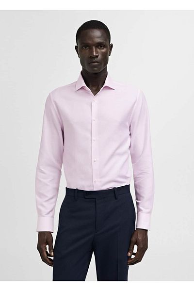MANGO Man Slim Fit proužkovaná Twil košile s mikroproužkem