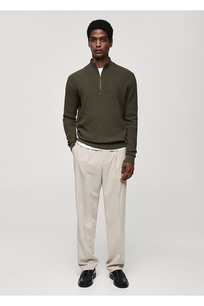 MANGO Man Gerippter Perkins-Pullover mit Reißverschluss
