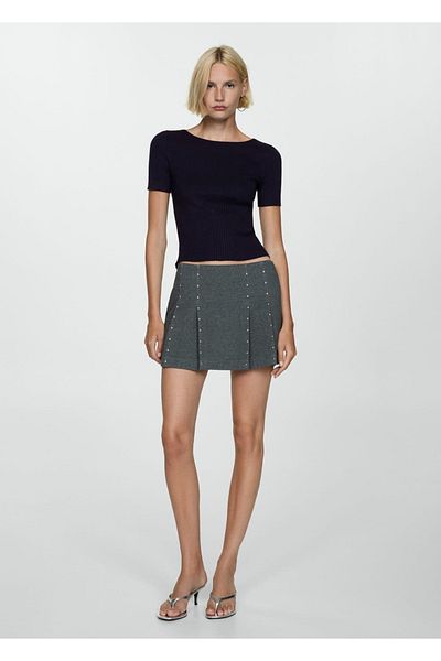 MANGO Woman Short Sleeve Thin Knitwear T-Shirt
