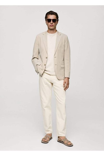 MANGO Man Slim-Fit Molded Cotton Blazer Jacket