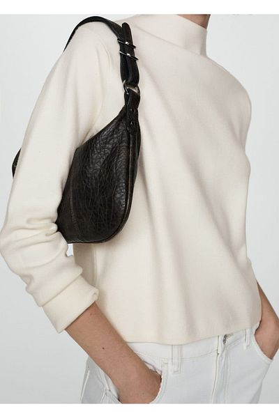 MANGO Woman Perkins Collar Cut Sweater