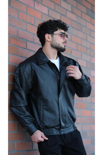 Stilkombin Oversize παλτό από συνθετικό δέρμα - Ελαστική μέση BL 1731_50379