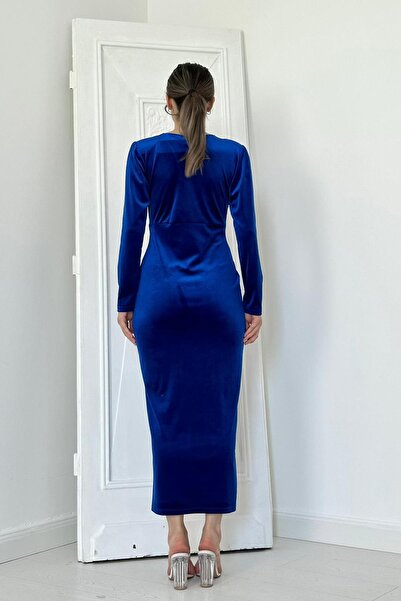 Elbee Fashion Woman Сукня з розрізом на спідниці з оксамиту