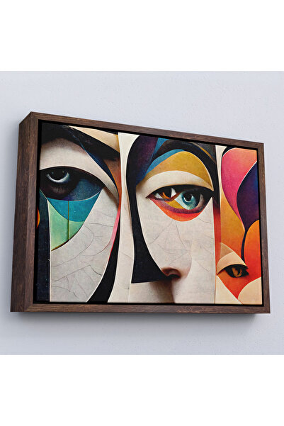 Oxyteez Tablou cu fețe abstracte cu rame din lemn-7217