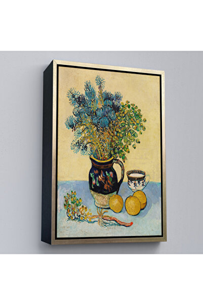 Oxyteez Natură moartă în cadru din lemn cu flori sălbatice pictură în stil ma...