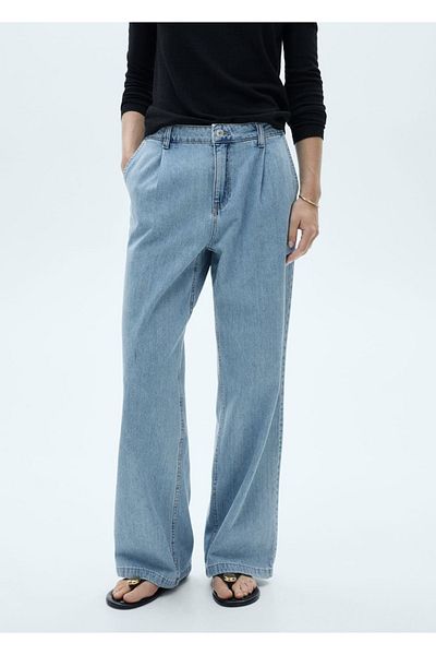 MANGO Woman Pantaloni de blugi cu tăietură dreaptă Arletita
