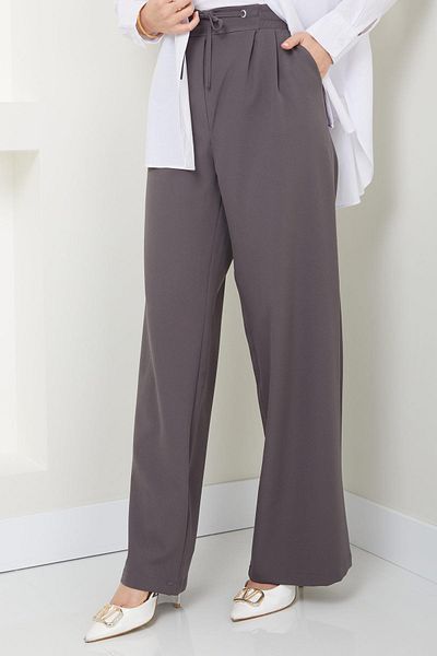 hafsamina Smoked Eyelet Λεπτομερές παντελόνι με κορδόνια HM2431