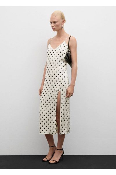 MANGO Woman Detailně vystřižené vzorované šaty