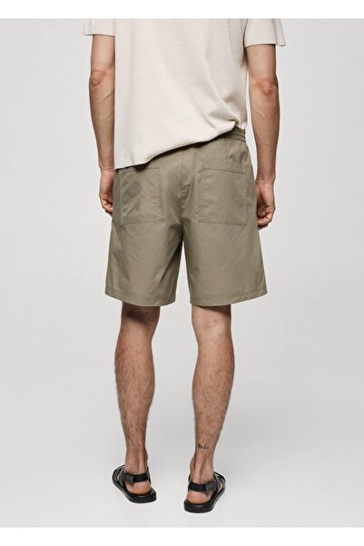 MANGO Man %100 pamuk büzgülü ipli bermuda şort