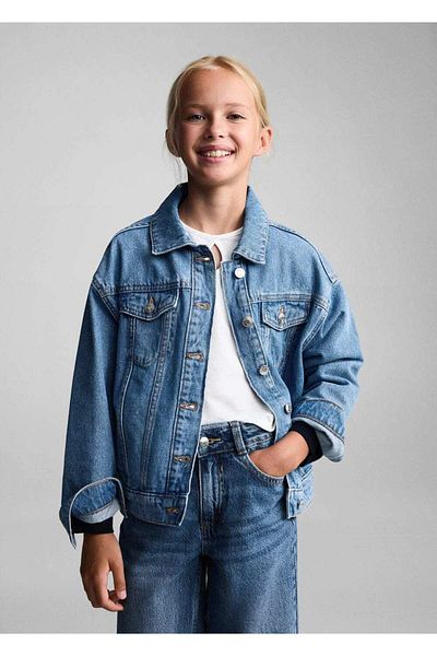 MANGO Kids Wideleg τζιν με ξεφτισμένα πόδια
