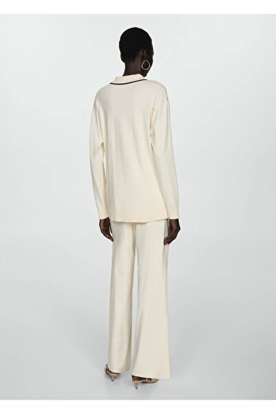 MANGO Woman Kontrast Şeritli Oversize Hırka