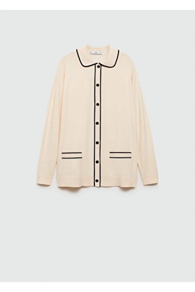 MANGO Woman Kontrast Şeritli Oversize Hırka